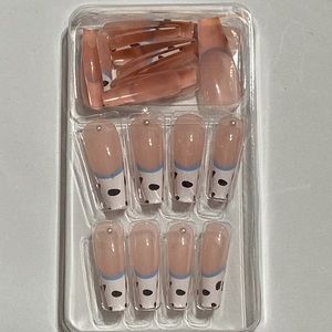 Beautiful Nail Press On Approximately 20 Pieces Creamy Pink, Blue White black